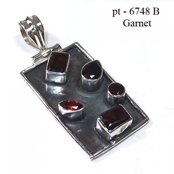 Pure silver red garnet pendant 